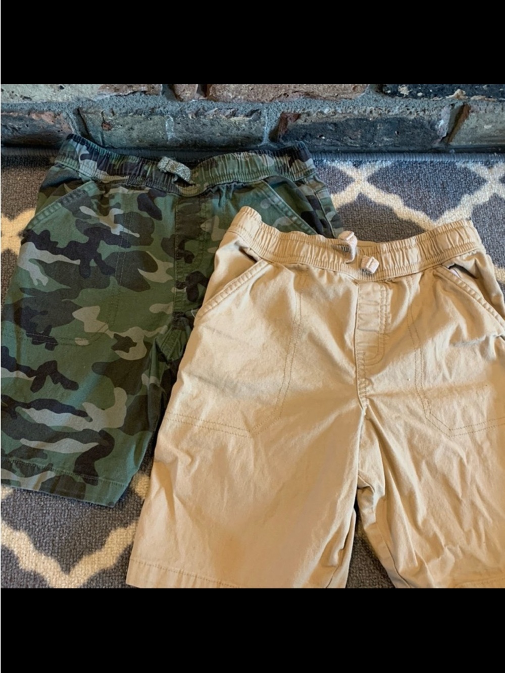 Boys khaki and camo shorts size 8